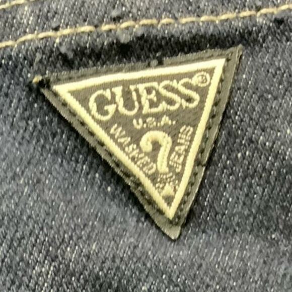 Vintage Guess Denim Jeans Womens Size 27 Boot Leg Low Waist Dark Wash Blue - Picture 8 of 10